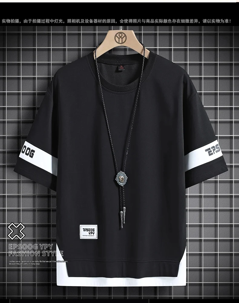 Hip Hop Loose Mens Streetwear T-shirts Casual Classic 2025 Summer Short Sleeves T Shirt Black White Tshirt Tees Oversize 5XL