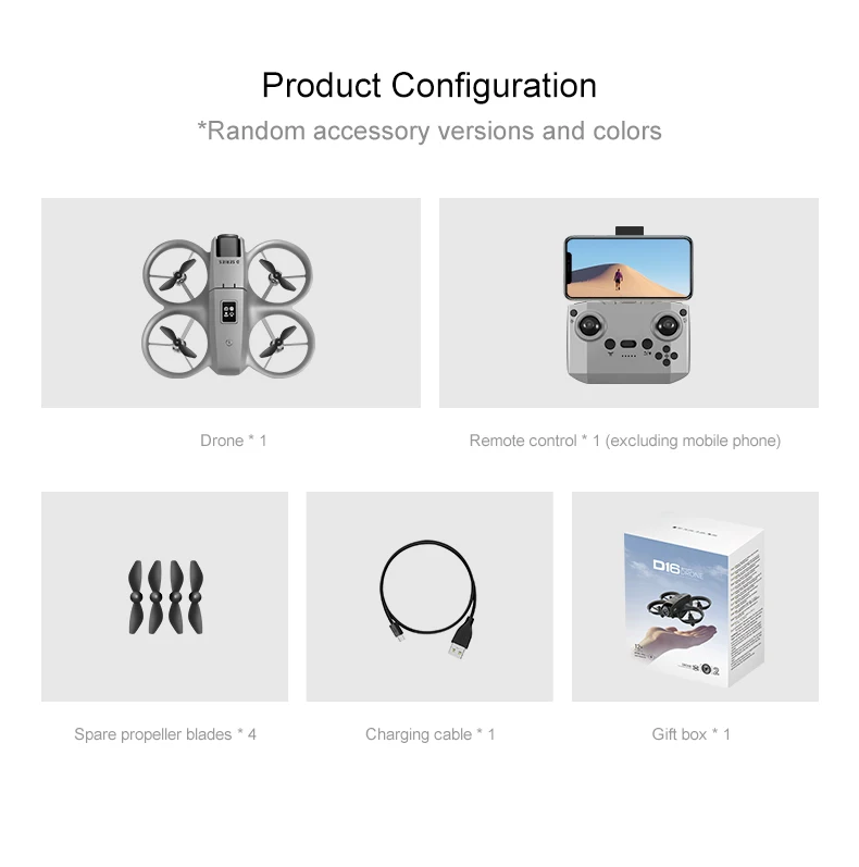 D16 drone 4k HD camera wifi brushless motor intelligent obstacle avoidance camera drone English, Korean, Japanese manual