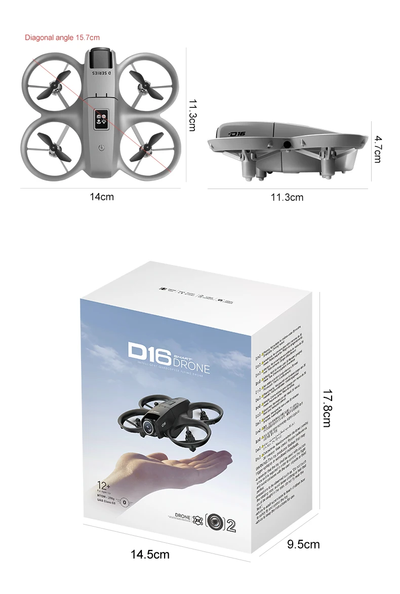 D16 drone 4k HD camera wifi brushless motor intelligent obstacle avoidance camera drone English, Korean, Japanese manual