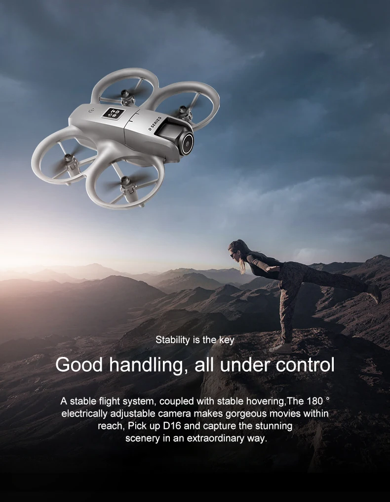 D16 drone 4k HD camera wifi brushless motor intelligent obstacle avoidance camera drone English, Korean, Japanese manual