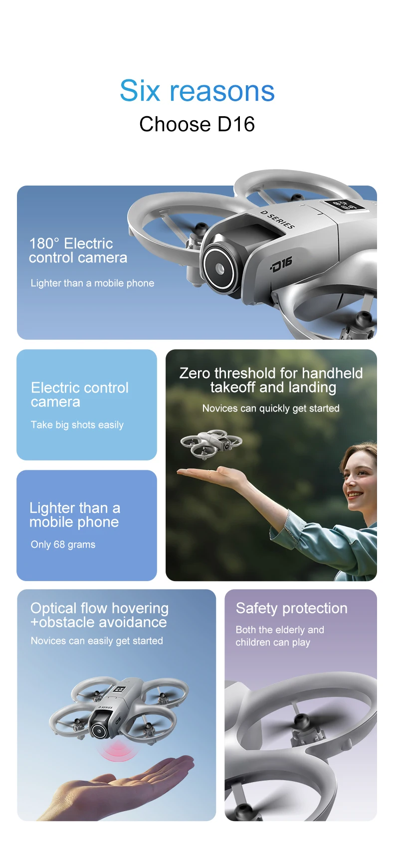 D16 drone 4k HD camera wifi brushless motor intelligent obstacle avoidance camera drone English, Korean, Japanese manual