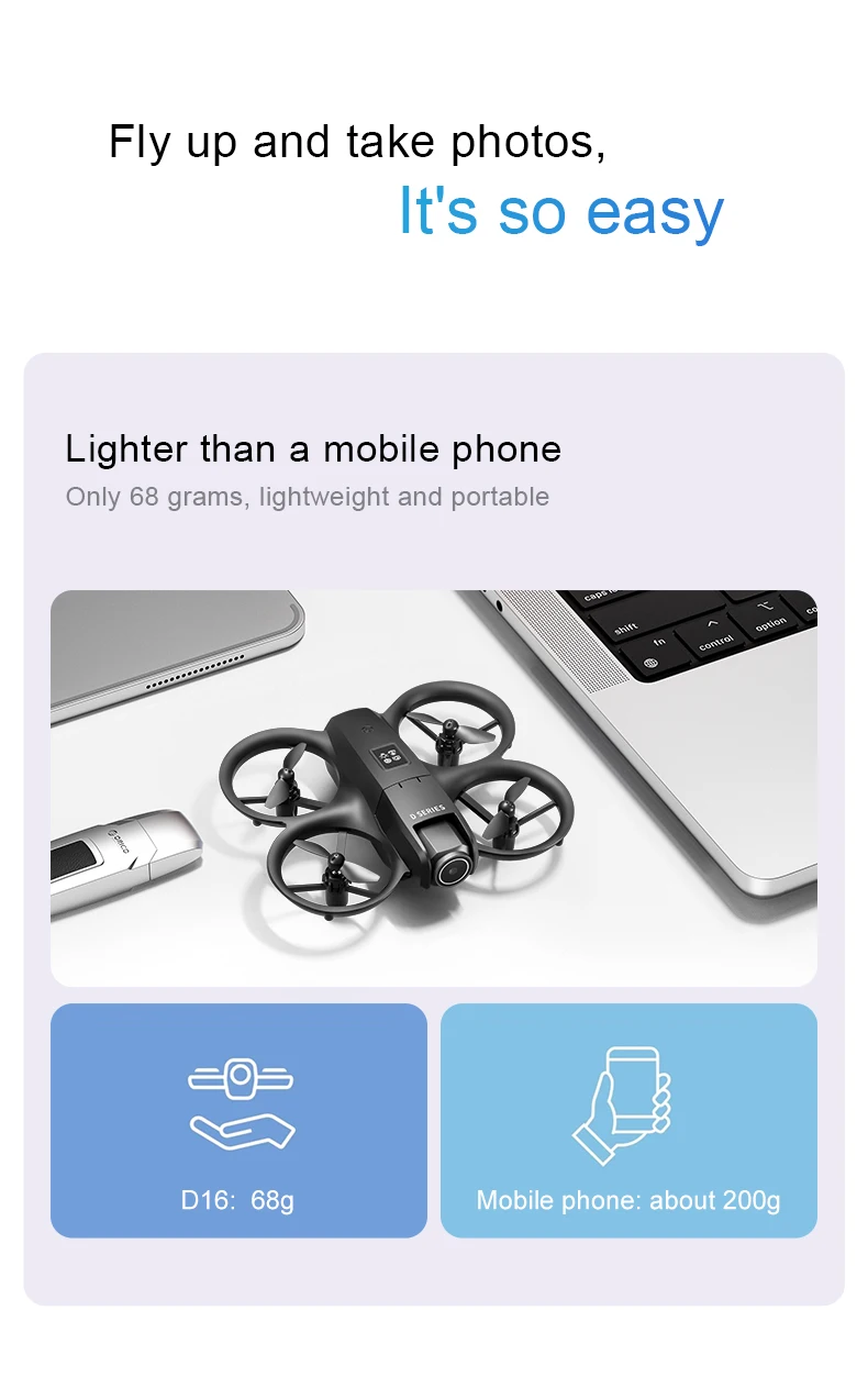 D16 drone 4k HD camera wifi brushless motor intelligent obstacle avoidance camera drone English, Korean, Japanese manual