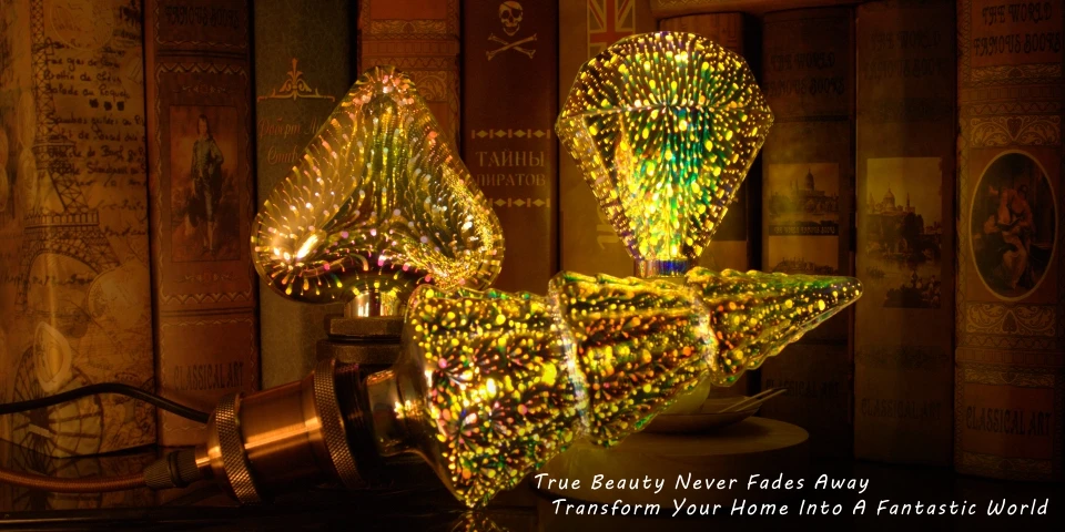 3D Decoration LED Bulb E27 6W 110V 220V Vintage Edison Light Bulb Star Fireworks Lamp Holiday Night Light Novelty Christmas Tree