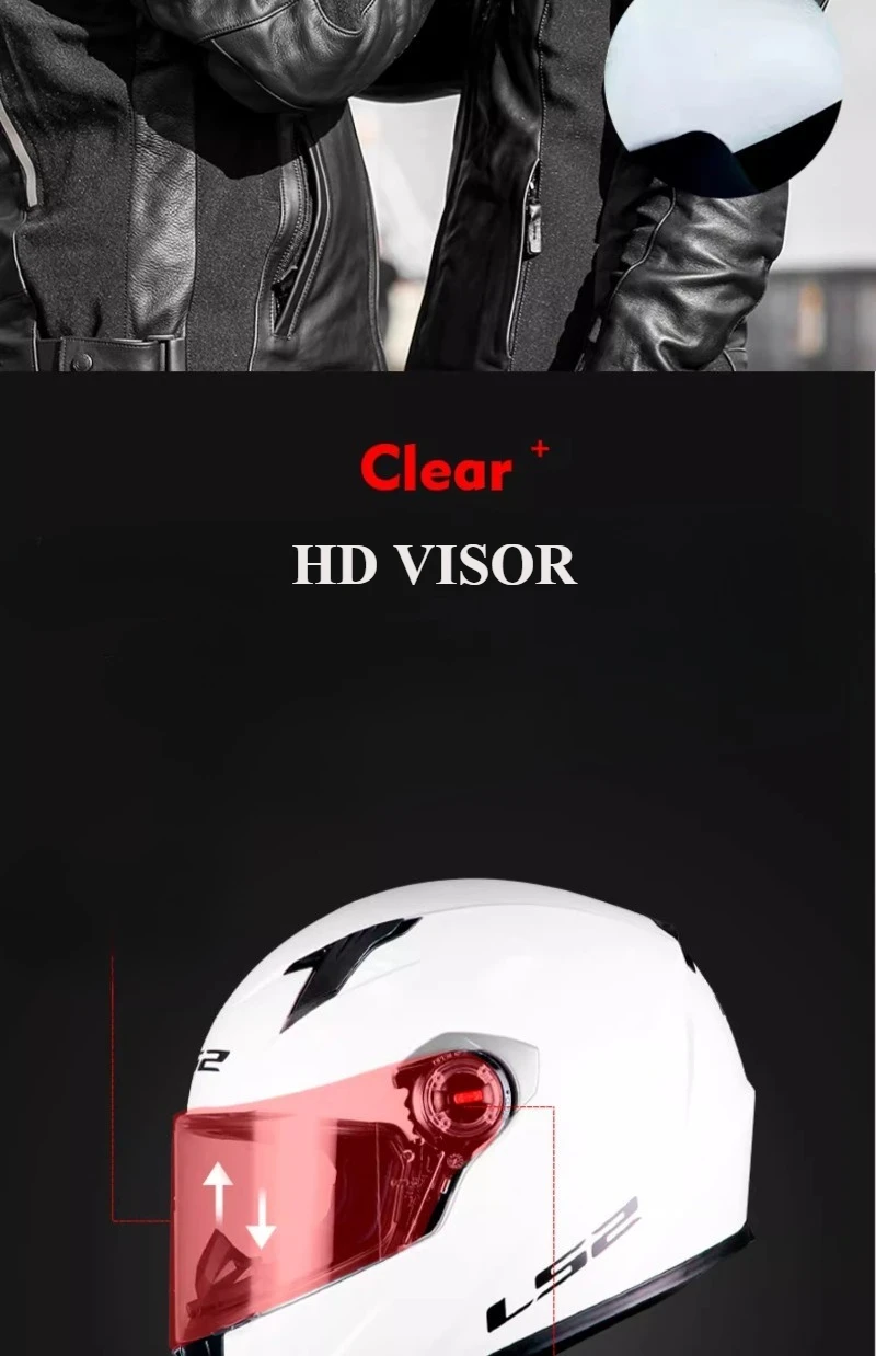 Original LS2 FF358 Motorcycle Helmet Gloss Black White Capacete De Moto L-XXL Size 60-62 Capacete LS2 Ff 358 For Honda PCX 160